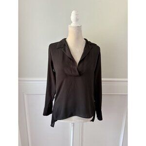 Harlowe & Graham Black Collared Popover Top Size S